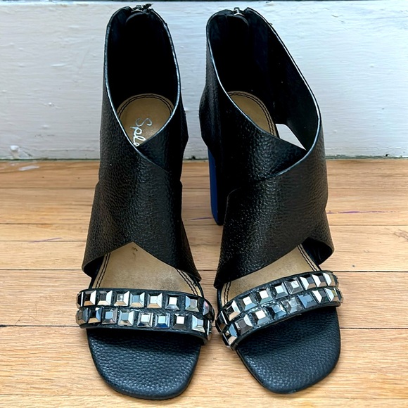 Splendid block heel leather sandals - Picture 1 of 10